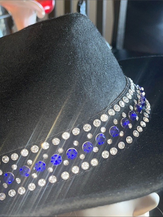 Peter Grimm Black Wide-Brim Wool Hat with Rhinestone & Blue Accent Band main image 13